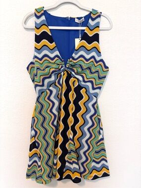 NWT Ramy Brook Lyra Wavy Stripe Mini Dress Women’s 10 Resort Vacay Cruise